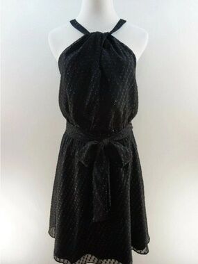 Express Black Halter Tie-Waist Mini Dress Size S